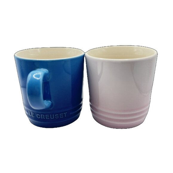 NEW Set of 2 Le Creuset Espresso Mugs, Signature Petite Tasse - Pink & Blue - Picture 1 of 2